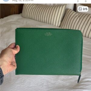 Smythson Emerald Leather Men's Pouch